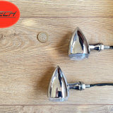 Chrome LED Indicators Smoked Lens. 1 Pair. Great Quality. Retro.Classic. Bullet