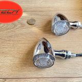 Chrome LED Indicators Smoked Lens. 1 Pair. Great Quality. Retro.Classic. Bullet